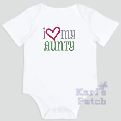 I Love My Aunt With Stylish Heart Cute Baby Bodysuit - Add A Name/message • £6.30