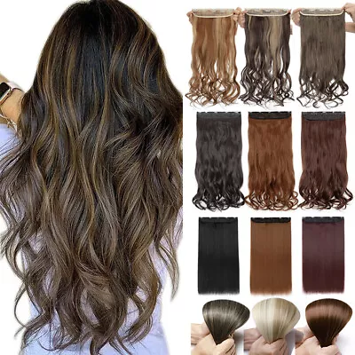 Natural Clip In Half Full Head Hair Extensions One Piece Long Thick As Human UK • £14.40