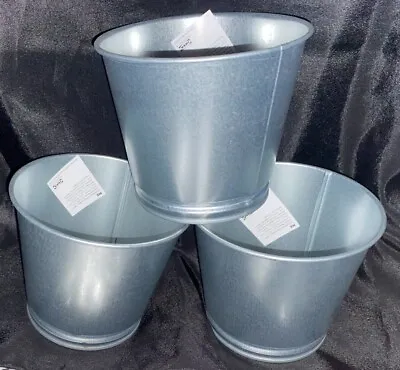 BRAND NEW SET OF 3 IKEA BINTJE Plant Pot Galvanized Steel 4¼  103.414.85  • $12.99