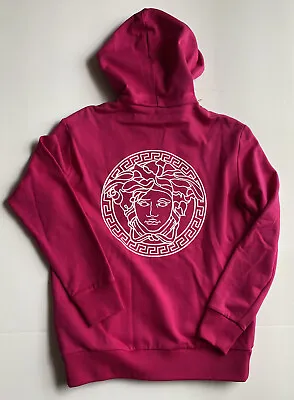NWT $950 Versace Women's Medusa Hooded Pink Jacket 10 US (44 Euro) A231242 IT • $485.89