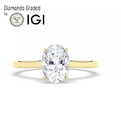 Oval Solitaire 14K Yellow Gold Engagement Ring2.50 Ct Lab-grown IGI • $1968