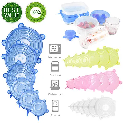 $6.85 • Buy 6 PCS Silicon Reusable Stretch Lids Food Bowl Containers Dishes Covers 