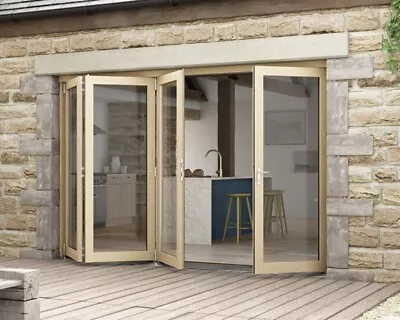 Solid Oak Bifold Door 3m With Toughened Security Laminated Low-E DG Units • £1899