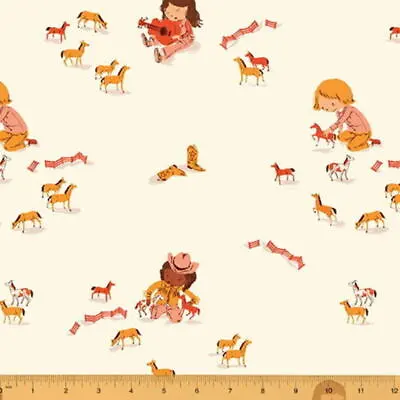 Windham Heather Ross Far Far Away III Play Horses Cream Cotton Fabric BTY • $13.95