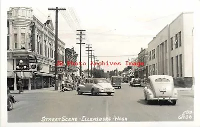 WA Ellensburg Washington RPPC Street Scene Business Section Ellis No 6936 • $14.99