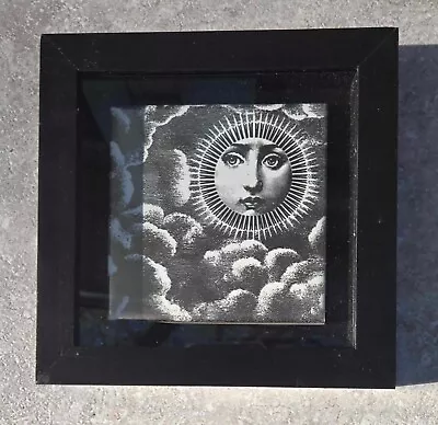 Piero Fornasetti Nuvole Celestial Moon 6  Framed Ceramic Wall Art FREE US SHIP • $144.95