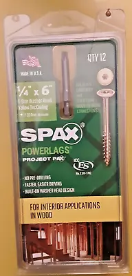 $10.95 • Buy SPAX 1/4  X 6  T-Star Washer Head Powerlag Screws Inter. Yellow Zinc 12 Pk + Bit