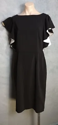 $39 • Buy ASOS Pencil Dress With Flutter Sleeves Women's Black Designer Midi Dress Size 16