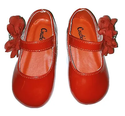 Baby Girls Red Ballet Shoes Flower By Couche Tot Christening Wedding Party Xmas • £11.99