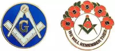 £7.99 • Buy Masonic Crested Gold Plated Badge And Masonic We Will Remember Enamel Badge