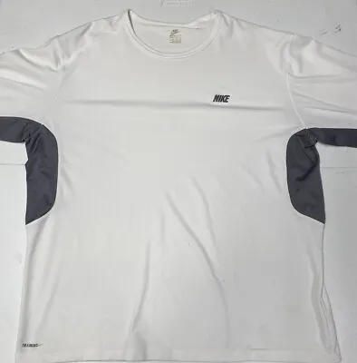 Nike Dri Fit  Shirt 2XL  Long Sleeve Men's  White/Gray Training Soccer • $7.49