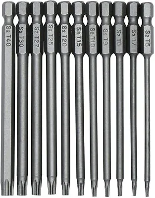 11Pcs Long Torx Security Screwdriver Bit Sets 3  Length T6 T7 T8 T9 T10 T15 T20 • $12.99