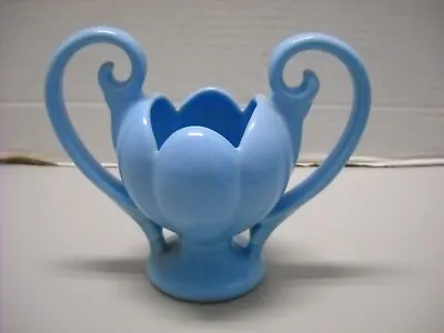 Vintage Camark Pottery Vase 505 Blue Double Handle Lotus-shaped Cup  • $37.46