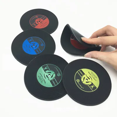 £4.20 • Buy Nw Retro Vinyl Cup Mat Record Style CD Coaster Non-slip Coffee Drink Mat