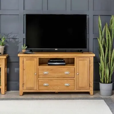 Cheshire Oak Large TV Unit Sideboard - Living Room Furniture - AD71-TV • £499