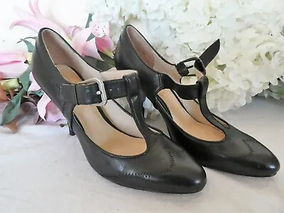 Fab Pair Black Leather Marks & Spencer Autograph Insolia T-Bar Mary Janes UK5½ • £18
