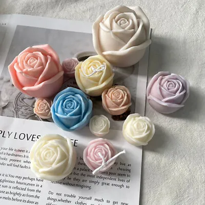 3D Rose Flower Candle Silicone Mold Wax Soap Molds DIY Craft Fondant Mould • £2.87