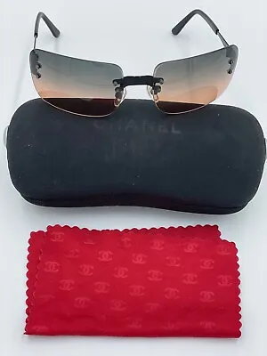 VINTAGE CHANEL 4005 C.101/78 BROWN/BLACK RIMLESS SUNGLASSES  - AUTHENTIC • $225