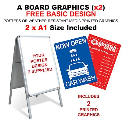 A Board A1 Replacement Graphics Posters Notices Pavement Signs Optional Hardware • £69.99