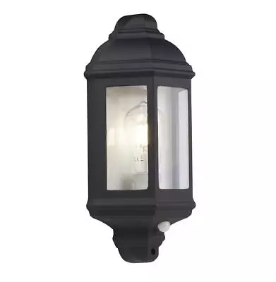 Outdoor Half Lantern Wall Light With PIR Motion Sensor 60W E27 Black • £51.34