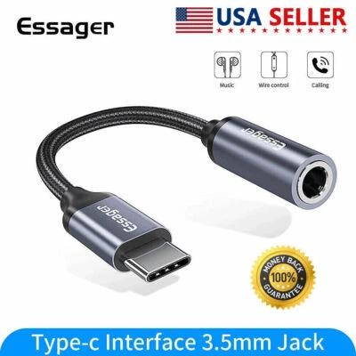 USB-C Type C To 3.5mm Aux Audio Jack DAC For Headphone Adapter Braided Cable VG • $7.99