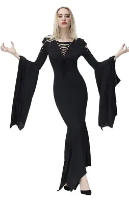 Women Small Morticia Dress Costume Adult Women Gothic Witch Dress Black • $19.55