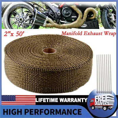 2  X 50' Universal Header Manifold Exhaust Pipe Wraps High Temperature Heat Roll • $22.59