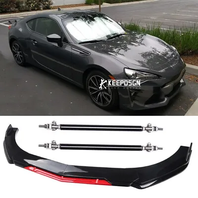 Black Front Bumper Lip Splitter Chin Spoiler+Strut Rods For Toyota MR2 MK2 91-99 • $99.59