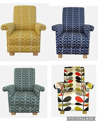 Orla Kiely Fabric Adult Chair Armchairs Accent Orange Papaya Linear Stem Ochre • £249.95