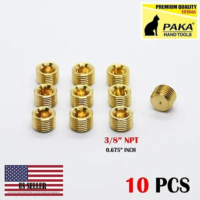 10Pcs 3/8  NPT Male Brass Internal Hex Head Socket Pipe Plugs End Cap • $12.79