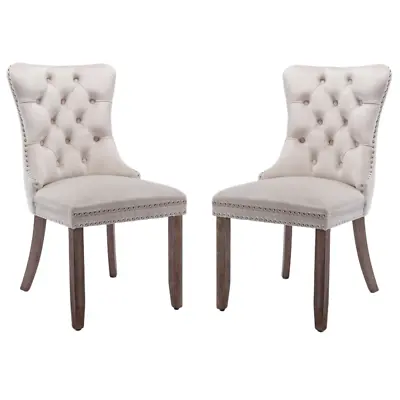 2x Velvet Dining Chairs Upholstered Tufted Kithcen Chair With Solid Wood Legs St • $322.58