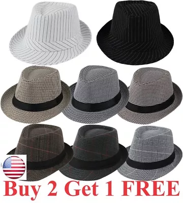 Men Women Straw Jazz Fedora Hat Trilby Cuban Sun Cap Panama Short Brim Summer • $9.95