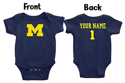 Michigan Wolverines Navy Homemade Baby Bodysuit. • $20