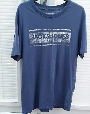 Mens Jack & Jones Blue Tshirt Slimfit Large • £0.99