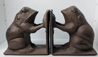 Vintage Frog Toad Cast Iron Bookends Heavy Pair Cottagecore Den Office Library • $29.99