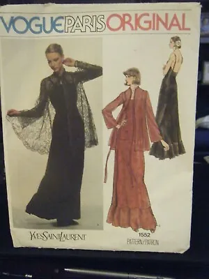 Vogue Paris Original Yves Saint Laurent 1552 Dress & Jacket Pattern - Size 6  • $32.68