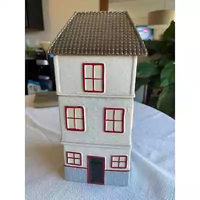 Pottery Barn Tall Townhouse Cookie Jar 3 Sections W/ Shingle Roof Lid Stunning • $60