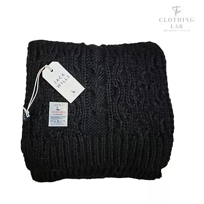 Jack Wills Women's Cable Knit Scarf Black 50% Wool 50% Acrylic • £9.95