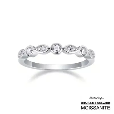 0.50 Carat Moissanite Wedding Anniversary Stackable Band Ring Charles & Colvard • $79