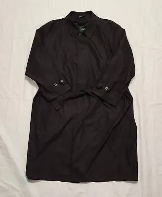 Lauren Ralph Lauren Trench Coat  Raincoat Mens 50R Black Belted Vented Zip Liner • $89.99