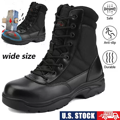 Men's Steel Toe Safety Boots Military Tactical Combat Boots Wide Size 6.5-15 • $53.99