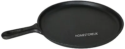 CAST IRON PRE SEASONED CREPE PANCAKE PAN GRIDDLE FOR HEALTHY COOKING 27cm • £19.95