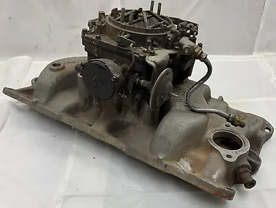$298.25 • Buy VIntage 57 350 Chevy Edelbrock C4B Aluminium Intake With 4BBL Carb. Used.