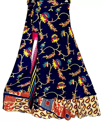 Incredible-art Women's Indian Sari Wrap Skirt Handmade Reversible Vintage Hippie • $25.94