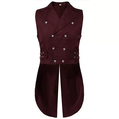 Mens Pirate Renaissance Vest Waistcoat Tailcoat Gothic Steampunk Jacket Vest • $54.77