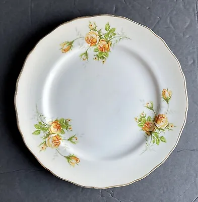 Vintage 22 Kt. Gold Rim Yellow Rose 10  Dinner Plate Canonsburg  - The HALLMARK • $10