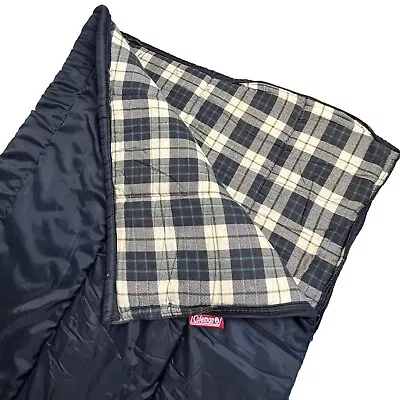 Coleman Nylon/Cotton Plaid Flannel Sleeping Bag 31x72 Camping Vintage • $34.95