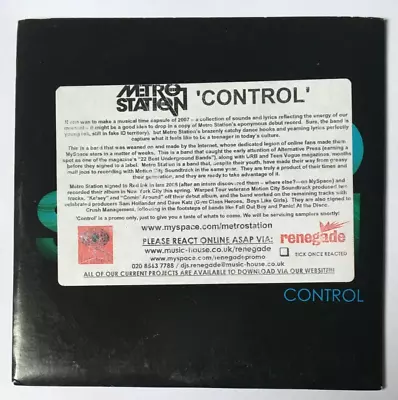 METRO STATION - CONTROL - 1 Track Promo CD Single COLUMBIA Card Sleeve FREE POST • $7.34