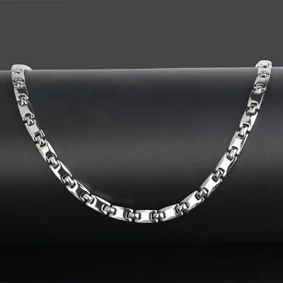 Mens Silver PURE Titanium Magnetic Therapy Chain Energy Necklace With Gift Box • $37.99