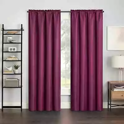 Eclipse Samara Solid Blackout Rod Pocket Single Curtain Panel Boysenberry 42x54 • $11.97